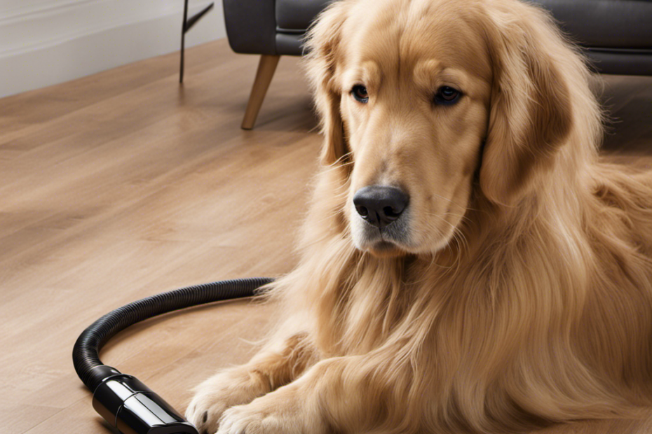 An image that showcases a sleek, powerful vacuum cleaner designed specifically for pet owners