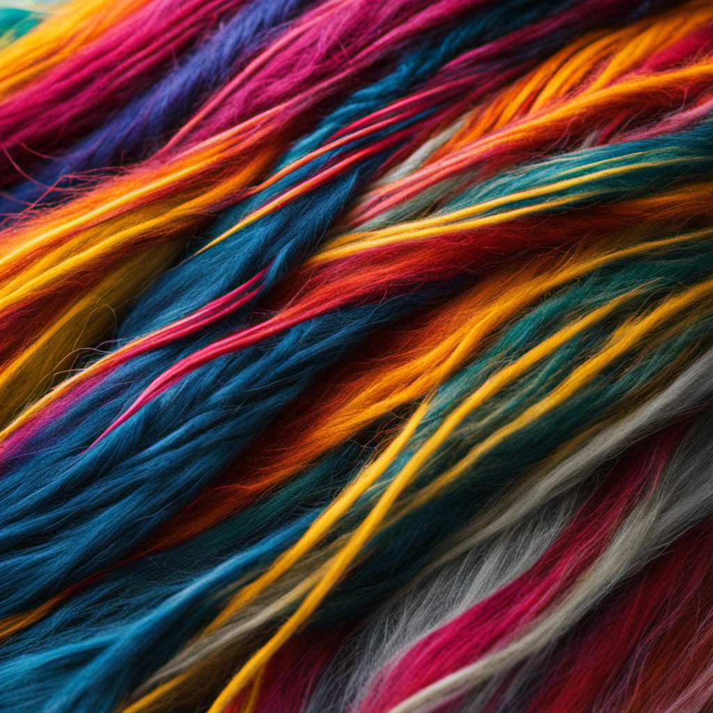 An image showcasing a vibrant sweater covered in an array of pet hair, clinging tightly to the fabric