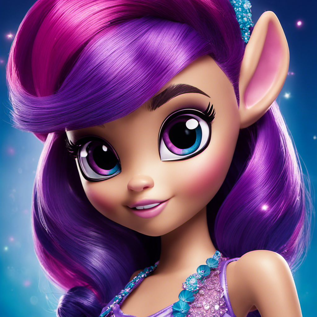 An image showcasing Zoe Trent from Littlest Pet Shop with her vibrant, flowing hair resembling Twilight Sparkle
