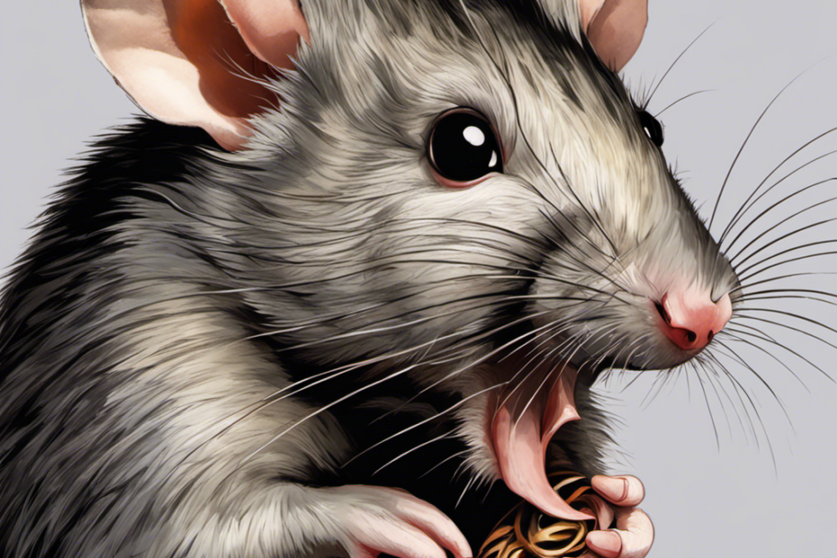 An image depicting a distressed pet rat, gnawing anxiously at its own fur