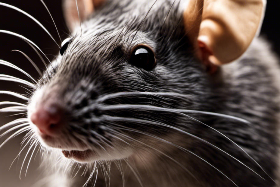 An image featuring a close-up of a pet rat with patchy fur, emphasizing the bald areas